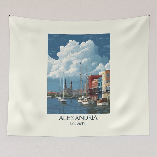 Item preview, Alexandria Louisiana Vintage Travel Poster | Red River City Art designed and sold by TuncGK.