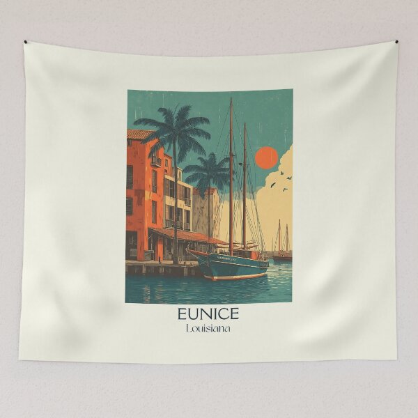 Item preview, Eunice Louisiana Vintage Travel Poster | Cajun Music Capital Art designed and sold by TuncGK.
