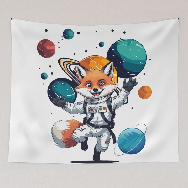 Item preview, Astronaut Fox in Space Planets Cute Design designed and sold by yuki-hana.