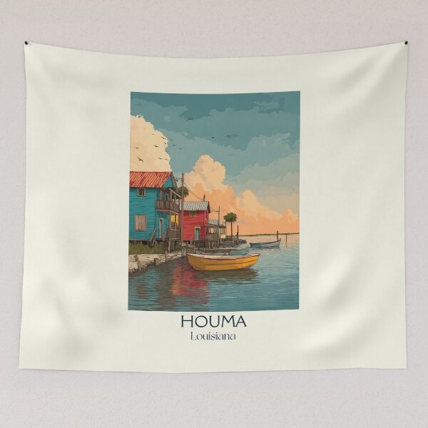 Item preview, Houma Louisiana Vintage Travel Poster | Bayou Country Art designed and sold by TuncGK.