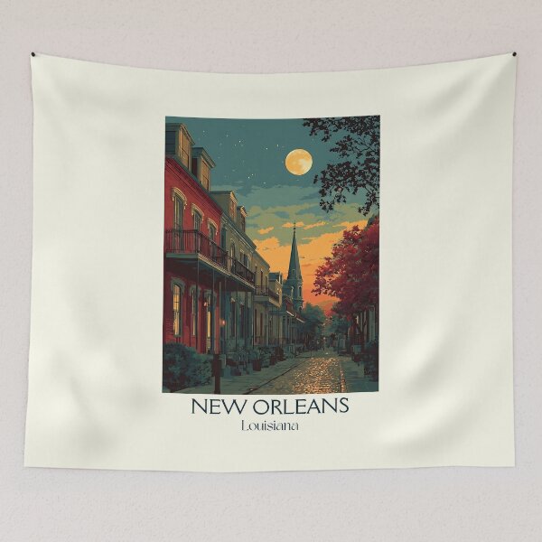 Item preview, New Orleans Louisiana Vintage Travel Poster | Crescent City Art designed and sold by TuncGK.
