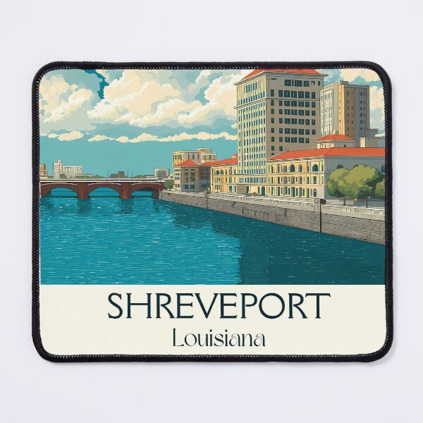 Item preview, Shreveport Louisiana Vintage Travel Poster | Red River City Skyline designed and sold by TuncGK.