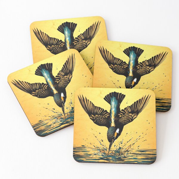 Item preview, Charcoal Gold Kingfisher Diving, Ai Generated Art  designed and sold by ACC .