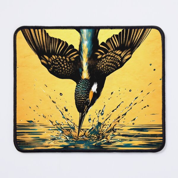 Item preview, Charcoal Gold Kingfisher Diving, Ai Generated Art  designed and sold by ACC .