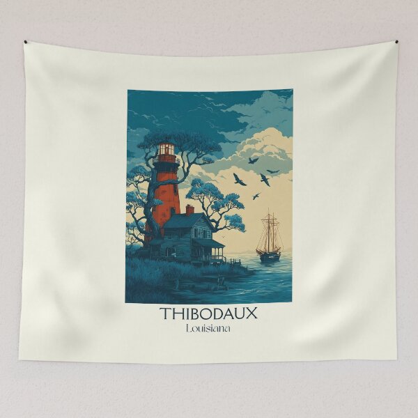 Item preview, Thibodaux Louisiana Vintage Travel Poster | Bayou Lafourche Art designed and sold by TuncGK.