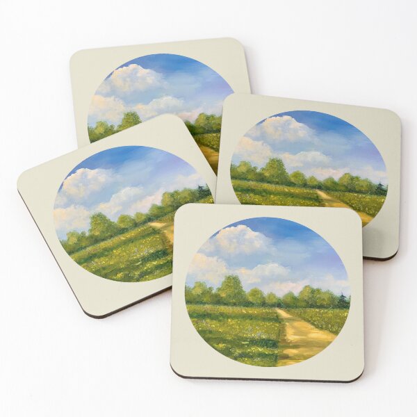 Item preview, Golden Field in Summer with Counntry Path Oil Painting designed and sold by JoyfulWhimsy.