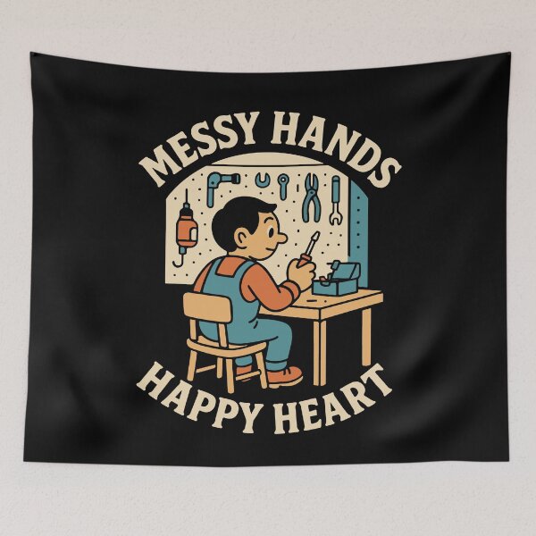 Item preview, Messy Hands Happy Heart Funny Mechanic Garage designed and sold by LuminOrb.