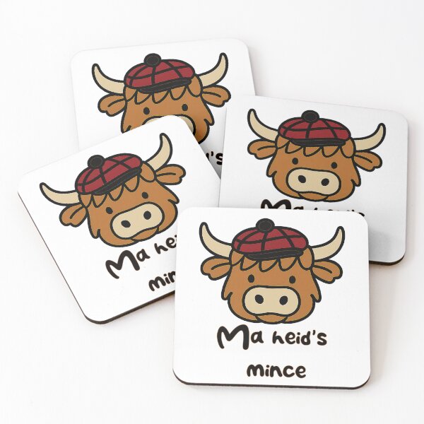 Item preview, Ma Heids Mince Scottish Highland Cow Confused Cute Design, Scottish phrase designed and sold by EdgyEdgeArt.
