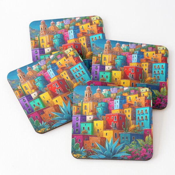 Item preview, Vibrant Colorful Houses on a Hillside Landscape designed and sold by Artessie.