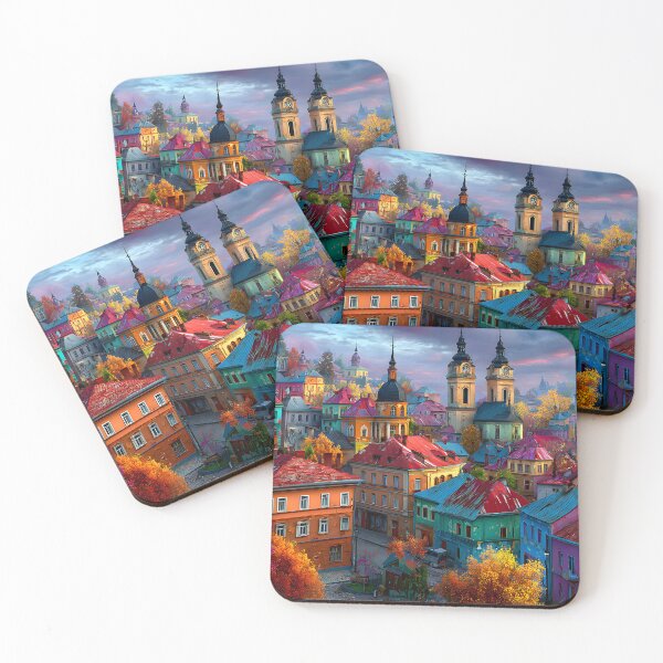 Item preview, Vibrant Autumn Townscape with Historic Architecture designed and sold by Artessie.