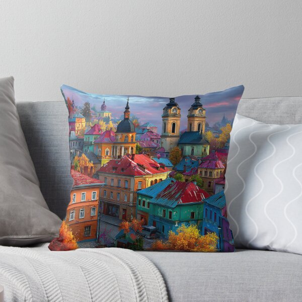 Item preview, Vibrant Autumn Townscape with Historic Architecture designed and sold by Artessie.