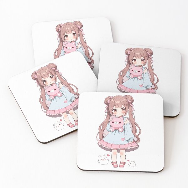 Item preview, Kawaii Chibi Anime Girl with Plush Bear – Pastel Aesthetic designed and sold by Dyan4.