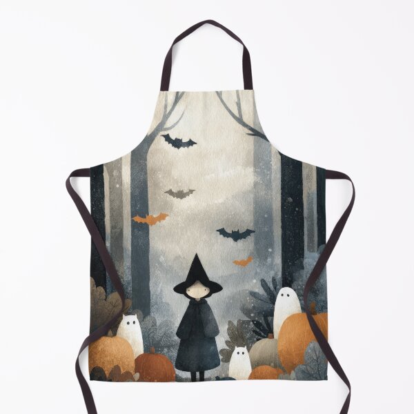 Item preview, Witch and Ghosts Whimsical Halloween Art Illustration designed and sold by GolDreamShop.