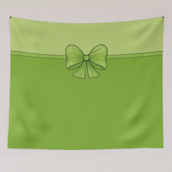 Item preview, Green bow with ribbon dividing the background into light green and deep green designed and sold by Cherevan.