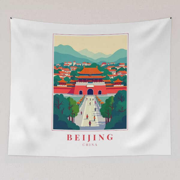 Item preview, Beijing China Illustration – Imperial Grandeur Meets Modern Urban Energy designed and sold by MapMyMiles.