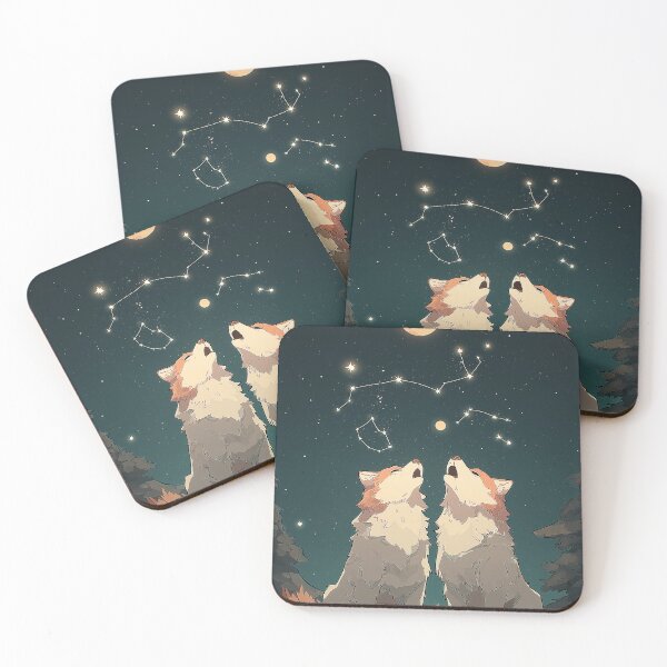 Item preview, Wolfs howling at the nightsky and moon designed and sold by TaverneKuna.