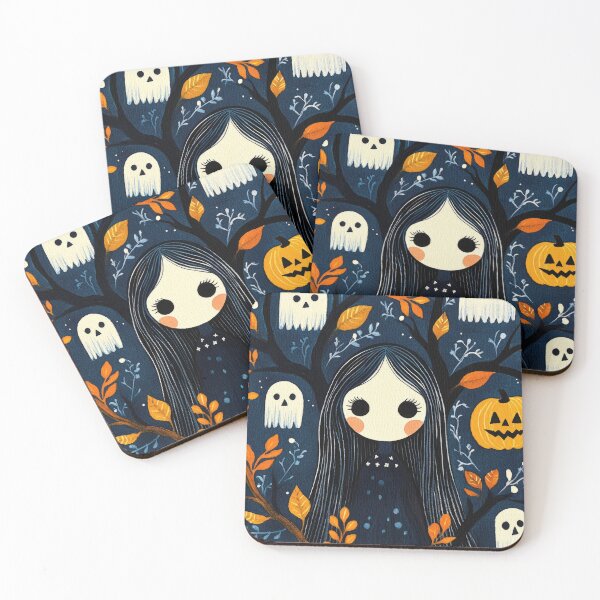Item preview, Whimsical Witch with Ghosts Spooky Cute Halloween Art Illustration designed and sold by GolDreamShop.