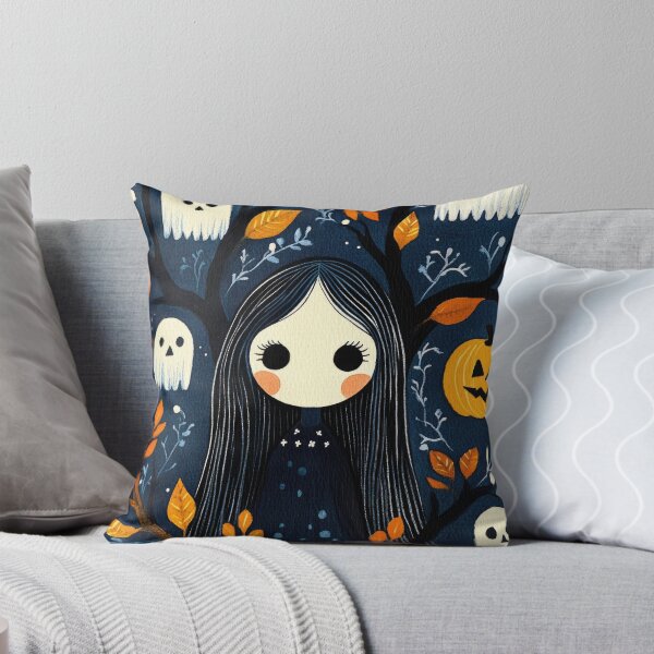 Item preview, Whimsical Witch with Ghosts Spooky Cute Halloween Art Illustration designed and sold by GolDreamShop.