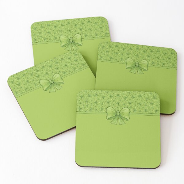 Item preview, Green bow with ribbon dividing into green background with pattern and without pattern designed and sold by Cherevan.