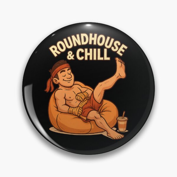 Item preview, Roundhouse & Chill – Funny Muay Thai Kickboxing Fighter Gift for Martial Arts Lovers Black Design designed and sold by JaelTees.