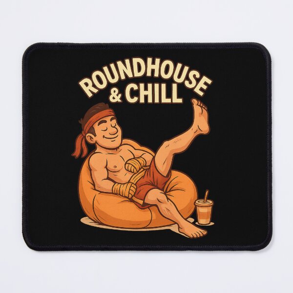 Item preview, Roundhouse & Chill – Funny Muay Thai Kickboxing Fighter Gift for Martial Arts Lovers Black Design designed and sold by JaelTees.
