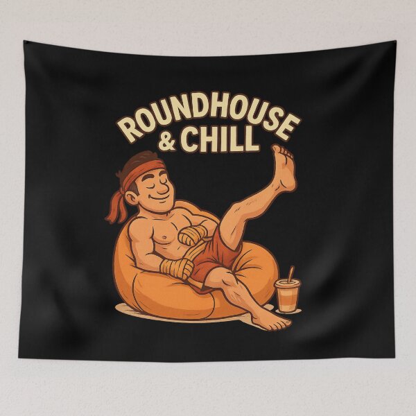 Item preview, Roundhouse & Chill – Funny Muay Thai Kickboxing Fighter Gift for Martial Arts Lovers Black Design designed and sold by JaelTees.