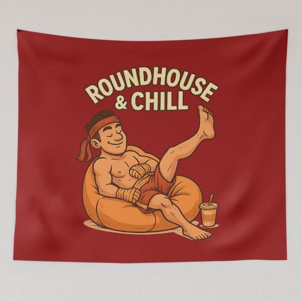 Item preview, Roundhouse & Chill – Funny Muay Thai Kickboxing Fighter Gift for Martial Arts Lovers designed and sold by JaelTees.