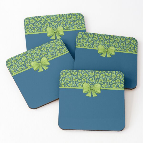 Item preview, Green bow with a ribbon dividing it into a dark blue background with a pattern and without a pattern designed and sold by Cherevan.