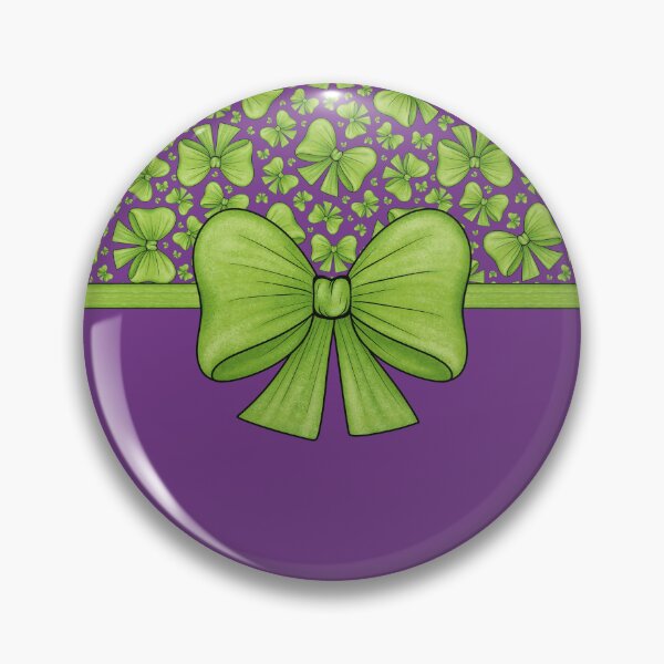 Item preview, Green bow with ribbon dividing into bright purple background with pattern and without pattern designed and sold by Cherevan.