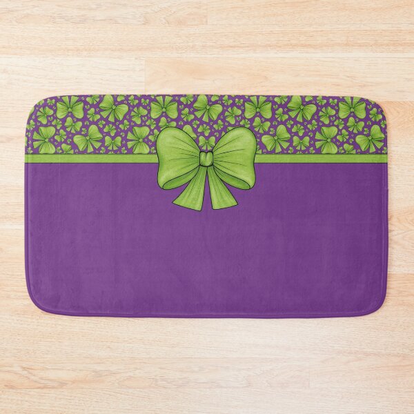 Item preview, Green bow with ribbon dividing into bright purple background with pattern and without pattern designed and sold by Cherevan.