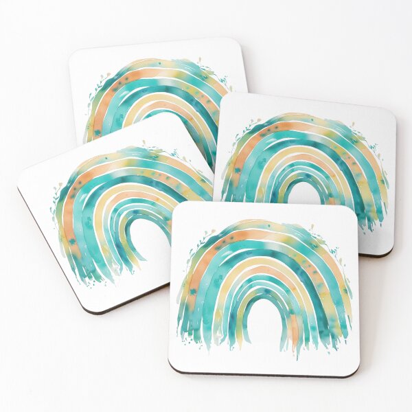 Item preview, Teal and Orange Watercolor Rainbow designed and sold by LewpyG.