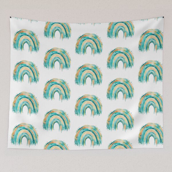 Item preview, Teal and Orange Watercolor Rainbow designed and sold by LewpyG.
