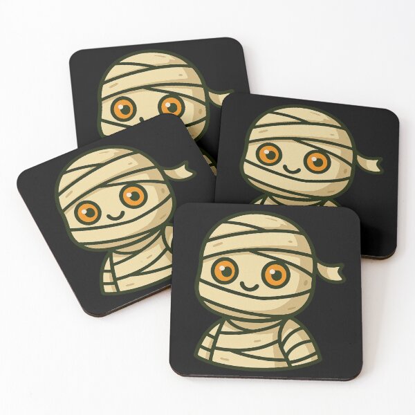 Item preview, Cute Kawaii Mummy Cartoon Character Illustration Big Orange Eyes Wrapped Bandages Halloween Spooky Adorable Chibi Style Artwork designed and sold by Mimoshi ⭐⭐⭐⭐⭐.