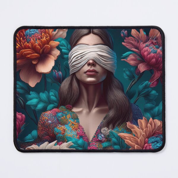 Item preview, Blindfolded Floral Portrait of a Woman designed and sold by FlosArtPrintShop.