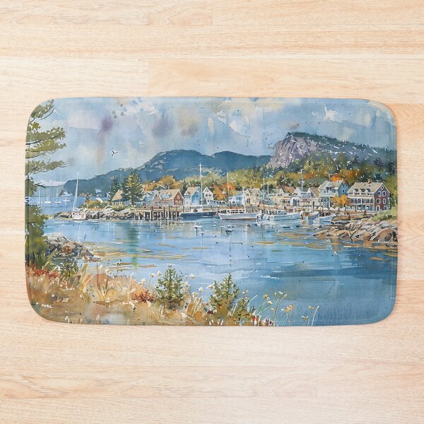 Item preview, Bar Harbor Coastline – Peaceful Watercolor View of Summer in Maine designed and sold by daila70.