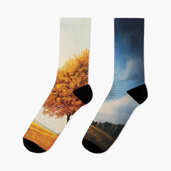 Item preview, A design of an autumn tree in a split view. designed and sold by HEMRO.