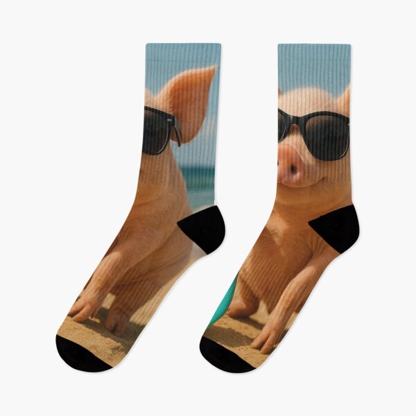 Item preview, funny pig with surfboard designed and sold by Mauswohn.