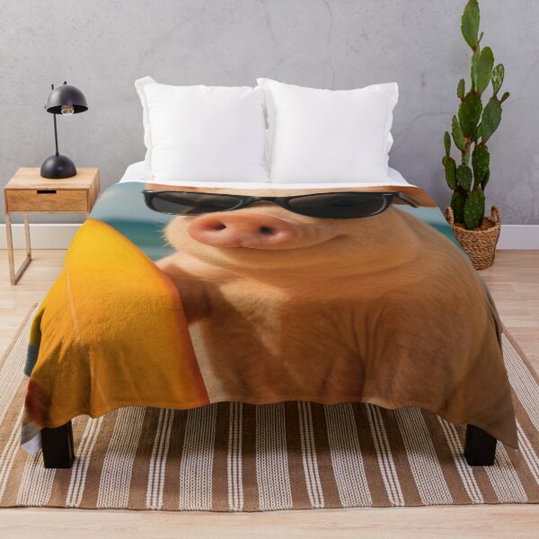 Item preview, funny pig with surfboard designed and sold by Mauswohn.