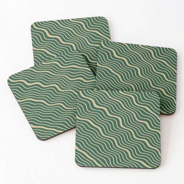 Item preview, Wavy Line Optical Pattern in Forest Green and Beige designed and sold by weirdfishes123.
