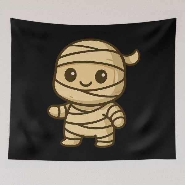 Item preview, Adorable Kawaii Mummy Cartoon Character Illustration Cute Wrapped Bandages Halloween Costume Spooky Fun Chibi Style Design Artwork designed and sold by Mimoshi ⭐⭐⭐⭐⭐.