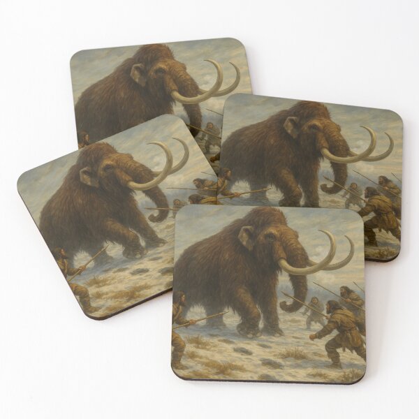Item preview, Woolly Mammoth Hunted | Gifts for Prehistory Lovers designed and sold by CornerstonePics.