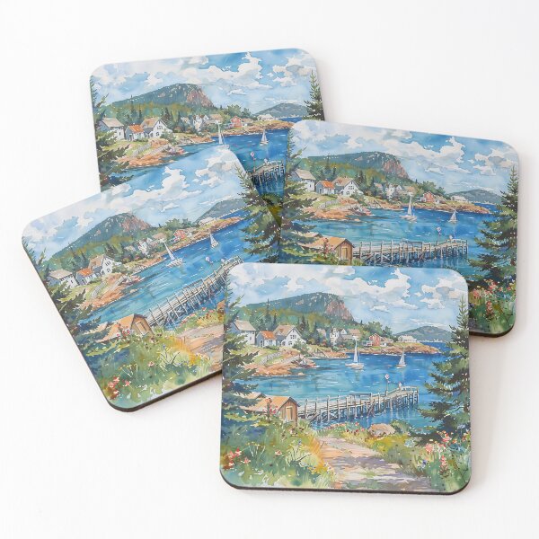 Item preview, Maine Horizon – A Watercolor Glimpse of Bar Harbor’s Coast designed and sold by daila70.