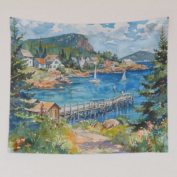 Item preview, Maine Horizon – A Watercolor Glimpse of Bar Harbor’s Coast designed and sold by daila70.