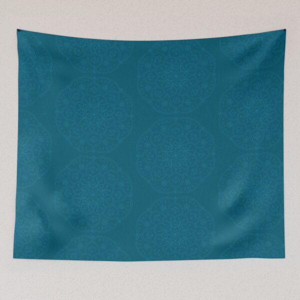 Item preview, Muted Blue Mandala on Deep Blue – Botanical Linework designed and sold by LouiseRossArt.