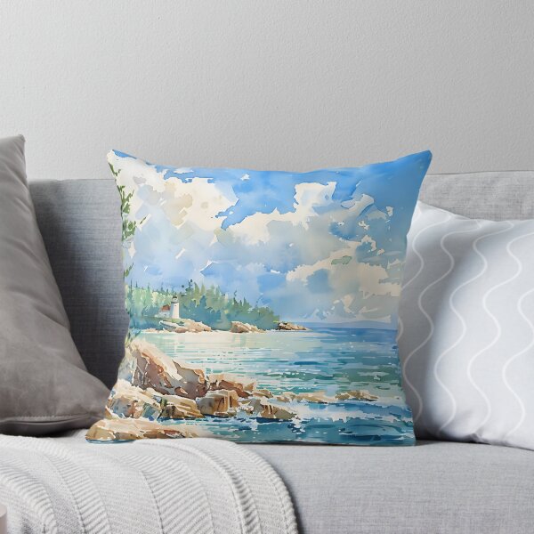 Item preview, Summer Calm – Bar Harbor Coastline with Sailboats and Pines designed and sold by daila70.