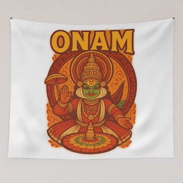 Item preview, Onam Festival T-Shirt – Kathakali Dance & Pookalam Art Design designed and sold by Ninexero - Shirt.