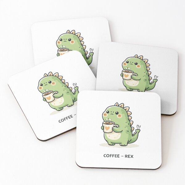 Item preview, Coffee Rex – Cute Green Dinosaur Holding Coffee Cup designed and sold by DadGenX.