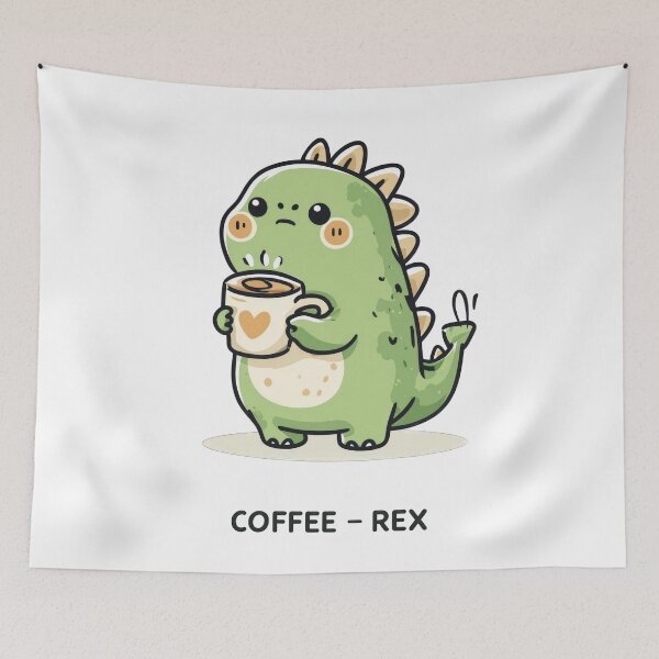 Item preview, Coffee Rex – Cute Green Dinosaur Holding Coffee Cup designed and sold by DadGenX.