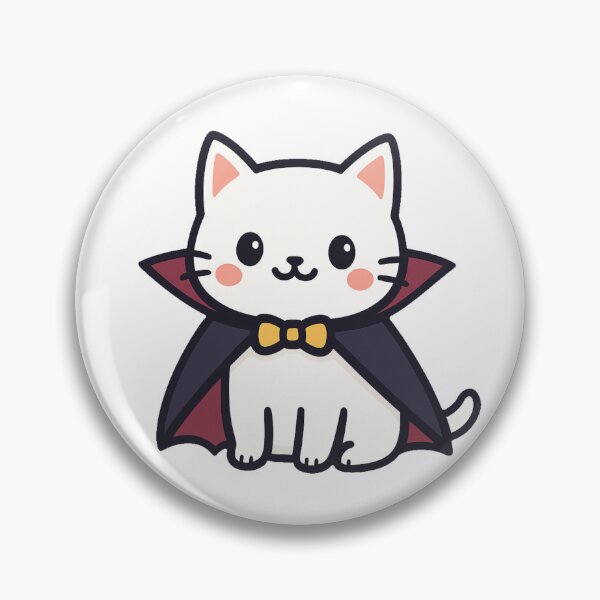 Item preview, Cute White Vampire Cat Cartoon with Cape Bow Tie Adorable Halloween Kitten Character Spooky Funny Kawaii Design Clipart designed and sold by Mimoshi ⭐⭐⭐⭐⭐.