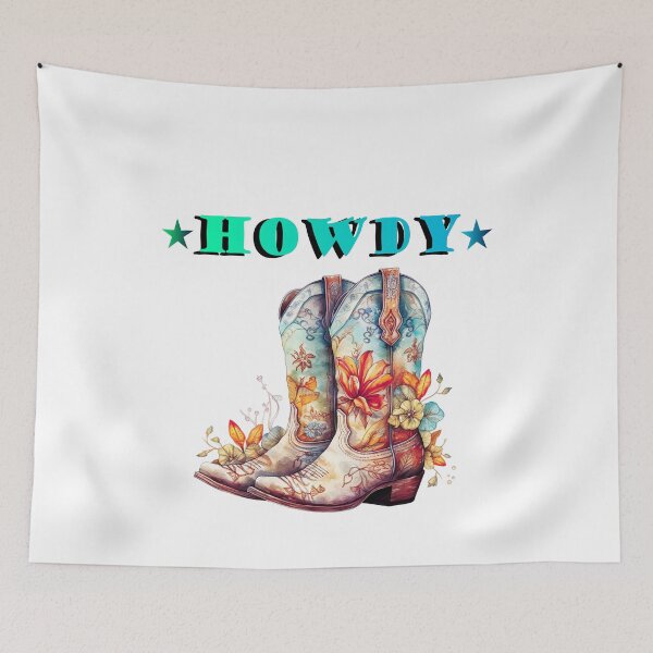 Item preview, Howdy Cowboy Boots with Wild Flowers Watercolor Art designed and sold by adriana-holmes.
